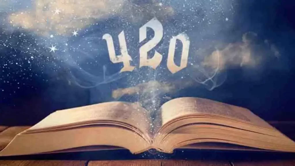 An open book with the numerals 420 above