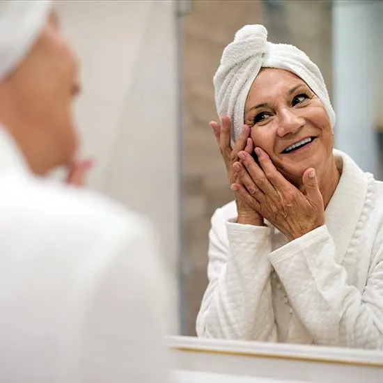 Woman doing skin care