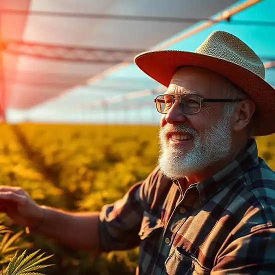 Cannabis farming doing by experience old man mobile image