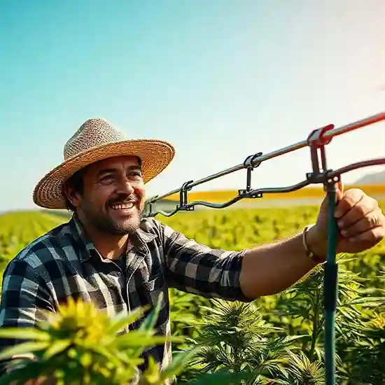 Cannabis farming complete by young man with flowers