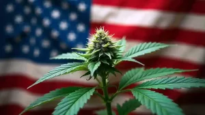 big usa flag with cannabis legalization speech