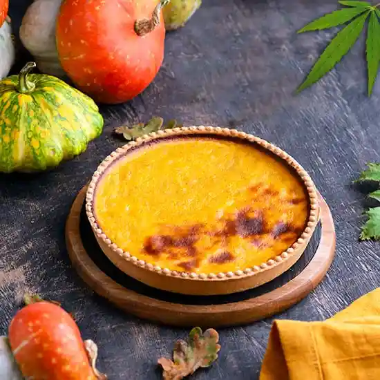 7 Engines Thanksgiving recipes - Cannabis infused Pumpkin Pie on table